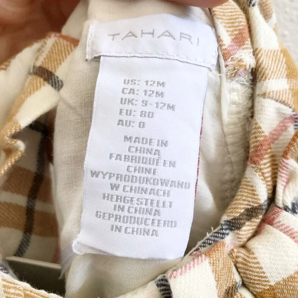 NWT TAHARI Girls Plaid Dress‎ & Leggings Size 12 Months